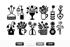 Hand Drawn Floral Vase Clipart Collection for Crafts Product Image 1