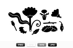 Hand Drawn Floral Silhouette Clipart Bundle for Crafts Product Image 1
