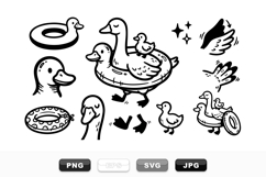 Hand Drawn Duck Family Clipart Set For Kids Product Image 1