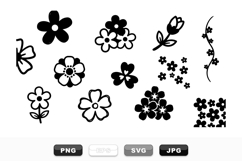 Minimalist Black Floral Clipart Set for Craft Projects Product Image 1