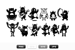 Cute Black And White Monster Clipart Bundle For Kids Product Image 1