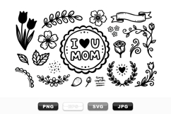 Hand Drawn Mother Day Floral Clipart Bundle Product Image 1
