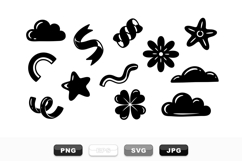 Whimsical Cloud Star And Ribbon Clipart Set Product Image 1