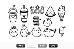 Kawaii Summer Fruit And Dessert Clipart Bundle Product Image 1