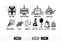 Hand Drawn Birthday Party Clipart Bundle for Invitations Product Image 1