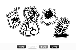 Hand Drawn Urban Girl Sticker Pack For Crafts Product Image 1