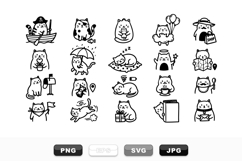 Hand Drawn Cartoon Cat Emoticon Clipart Collection Product Image 1