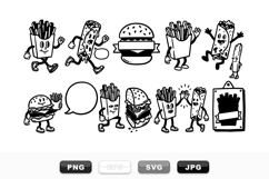 Cute Fast Food Cartoon Clipart Characters Set for Crafts Product Image 1
