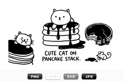 Cute Cat Pancakes Cartoon Clipart Bundle Product Image 1