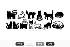 Black Cat Silhouette Clipart Bundle for Crafts Product Image 1