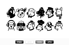 Black Dog Head Silhouette Clipart Bundle Product Image 1