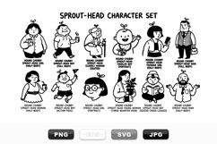 Chubby Sprout-Head Character Clipart Bundle for Crafts Product Image 1