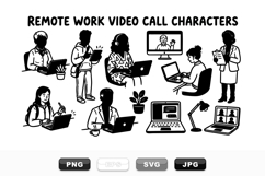 Remote Work Video Call Characters Clipart Set for Virtual Product Image 1