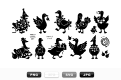 Doodle Style Party Goose Clipart Bundle for Holidays Product Image 1