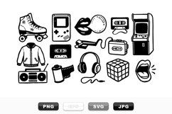 Vintage Retro 80s Icon Clipart Collection Set Product Image 1