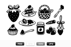 Hand Drawn Strawberry Dessert Clipart Set for Baking Product Image 1