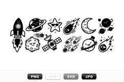 Cute Hand Drawn Space Objects Clipart Bundle Product Image 1