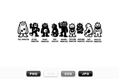 Hand Drawn Black Monster Clipart Collection Pack Product Image 1