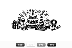 Birthday Party Clipart Collection With Cake And Gifts Product Image 1