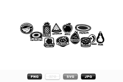 Hand Drawn Fruit Label Icon Clipart Set Product Image 1