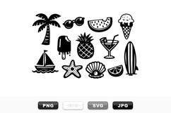 Summer Beach Icon Silhouette Clipart Bundle for Crafts Product Image 1