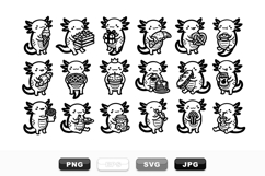 Hand Drawn Cute Axolotl Food Clipart Bundle Product Image 1