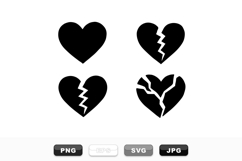 Set of Broken Heart Icons for Emotional Designs Product Image 1
