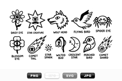 Mystical Eye Creature Black Line Art Clipart Bundle Product Image 1