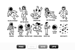 Hand Drawn Astronaut Clipart Set for Space Projects Product Image 1