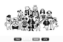 Black And White Rock Dog Band Clipart Bundle Product Image 1