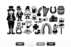 St Patricks Day Black And White Clipart Set Product Image 1