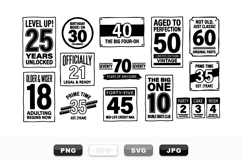 Vintage Milestone Birthday Label Clipart Set for Parties Product Image 1