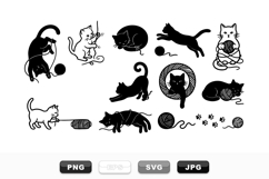 Black Cat Silhouette Yarn Clipart Bundle For Crafts Product Image 1