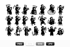 Cute Grim Reaper Cartoon Food Clipart Bundle Product Image 1