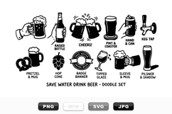 Hand Drawn Retro Beer Doodle Clipart Set for Parties Product Image 1