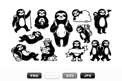 Black And White Sloth Clipart Bundle For Crafts Product Image 1