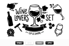 Hand Drawn Wine Lovers Clipart Bundle for Crafts Product Image 1