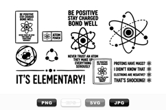 Funny Science Atom Quote Clipart Bundle With Elements Product Image 1