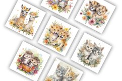 Twin Animals and Flowers | Watercolour Clipart JPG Product Image 5