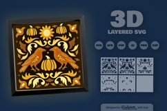 Black Crows Halloween Folk Art Layered Papercut Product Image 3