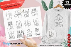 Twin Girls Sister Spending Time Together Clipart Set Product Image 1