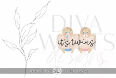 It's Twins SVG New Baby Announcement svg Door Hanger svg Product Image 2