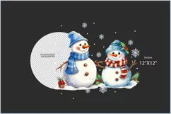 Two Christmas snowman png clipart| Watercolor cute snowmen Product Image 2