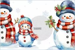 Two cute Christmas snowman png clipart| Watercolor snowmen Product Image 3