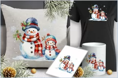 Two cute Christmas snowman png clipart| Watercolor snowmen Product Image 4