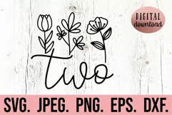 2nd Birthday Girl SVG - Two Second Flower Floral Shirt PNG Product Image 1