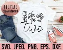 2nd Birthday Girl SVG - Two Second Flower Floral Shirt PNG Product Image 2