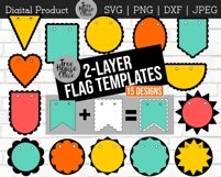 Two Layer Fancy Flag or Tag Shapes With 15 Shapes for Layering