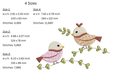 Little birds embroidery design - nature embroidery pattern Product Image 2