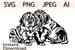 Mastife dog/Two Mastife/Dog Svg/Png/Jpg/Ai/Vector pet Product Image 1